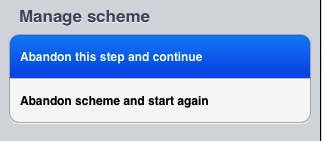 Abandon Step menu