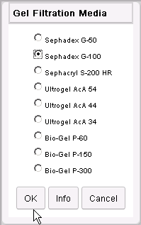 Sephadex Selected Dialog