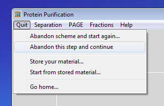 Abandon Step menu
