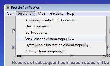 Ion Exchange menu